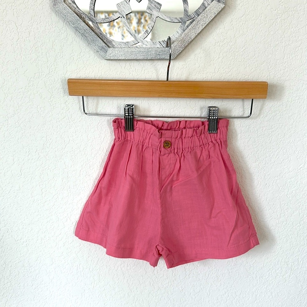 H&M • Girls Pink Paperbag Waist Pull-On Shorts
